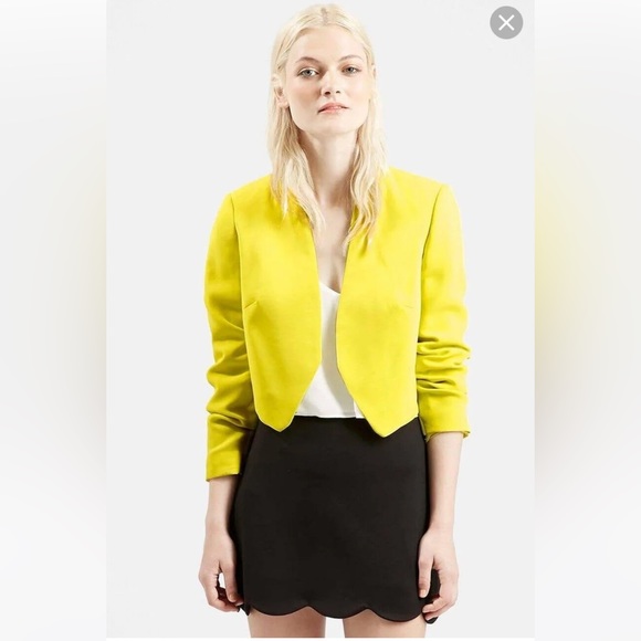 🌼 TOPSHOP Crepe Cropped Blazer Jacket - Picture 2 of 12
